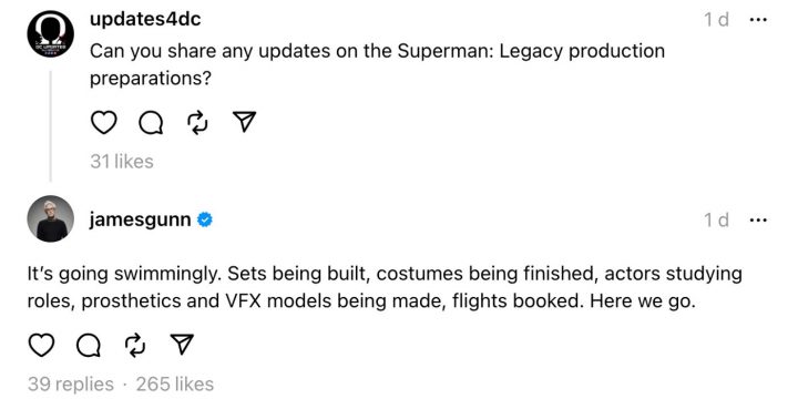 詹姆斯·古恩更新《超人：传承》2024年最新拍摄情况-1
