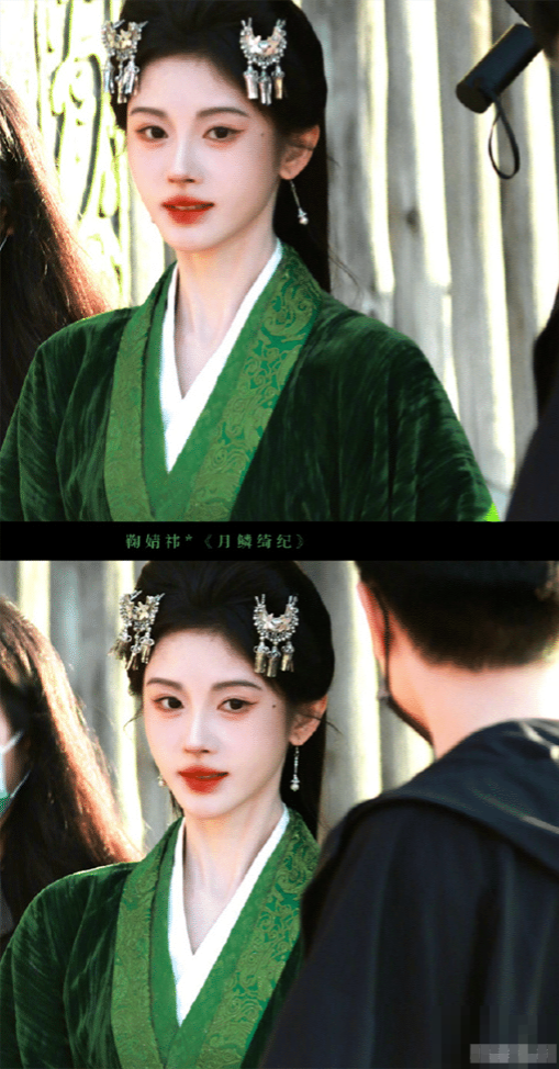 鞠婧祎穿丝绒绿裙太美了！郭敬明这次选对人了，网友狂赞：美神下凡