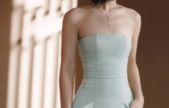 赵丽颖浅蓝抹胸裙亮相，短发造型也太优雅了！缩略图